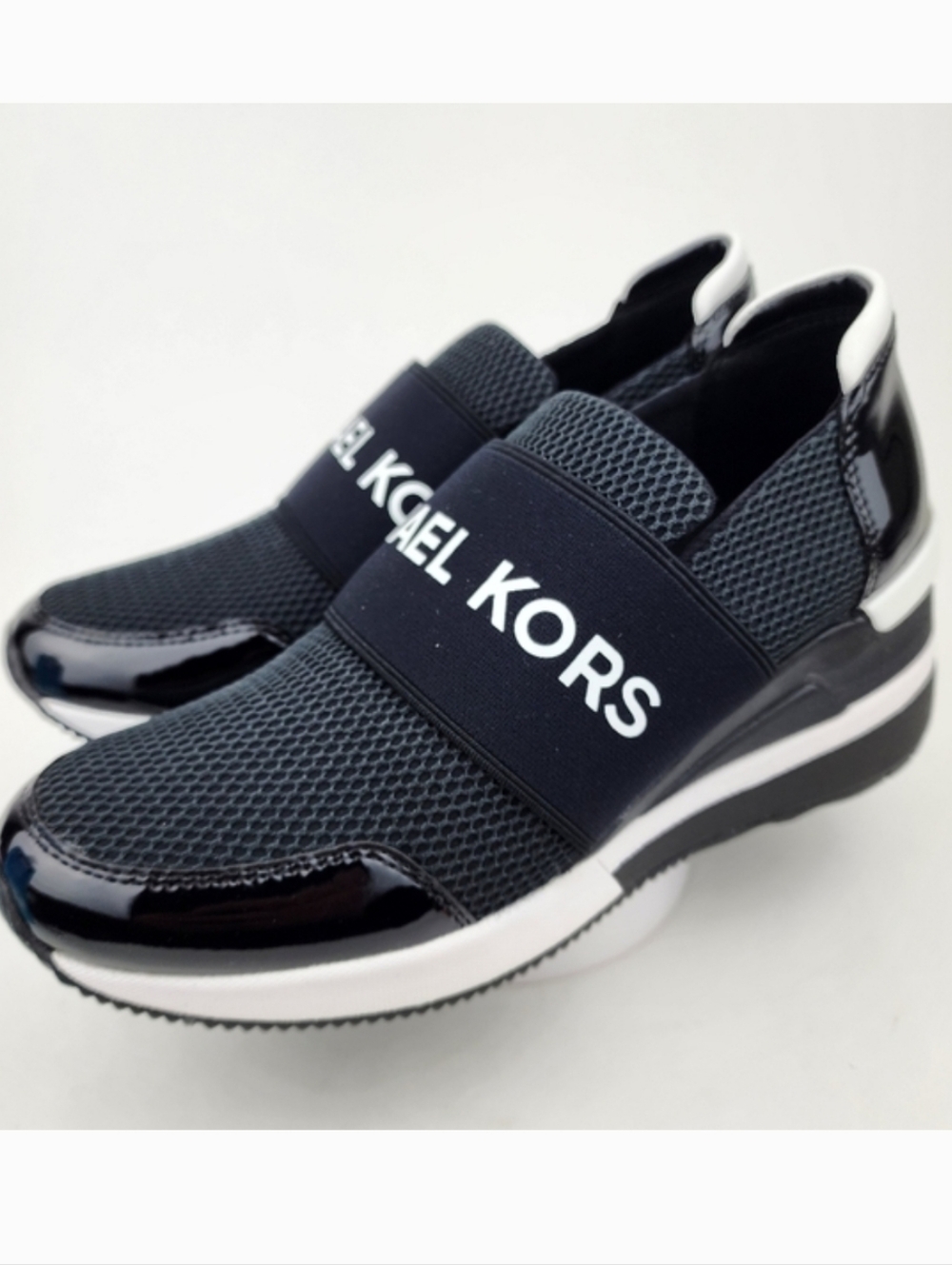 Like New!! Michael Kors Felix Trainer Platform Wedge New Scuba Black MK Print